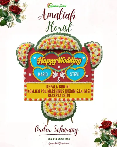 Karangan Papan Bunga Pernikahan di Cokro
